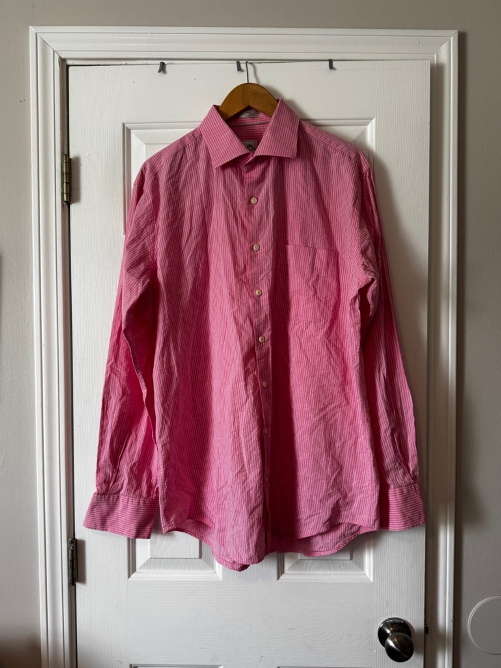 Peter Millar Pink Striped Long Sleeve Button-Down Shirt - Size Large
